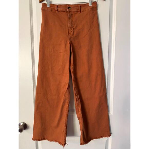 Billabong Pants - Billabong Free Fall High Rise Wide Leg Pants Toffee Rust Orange Frayed Hem
